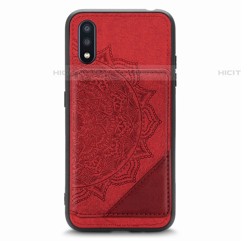 Coque Ultra Fine Silicone Souple Housse Etui avec Aimante Magnetique S01D pour Samsung Galaxy A01 SM-A015 Rouge Plus