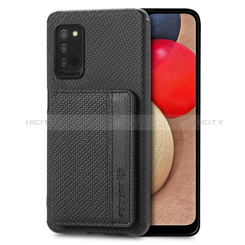 Coque Ultra Fine Silicone Souple Housse Etui avec Aimante Magnetique S01D pour Samsung Galaxy A02s Noir Plus