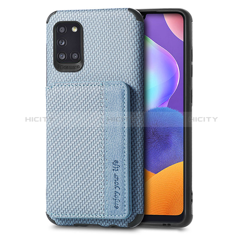 Coque Ultra Fine Silicone Souple Housse Etui avec Aimante Magnetique S01D pour Samsung Galaxy A31 Bleu Plus