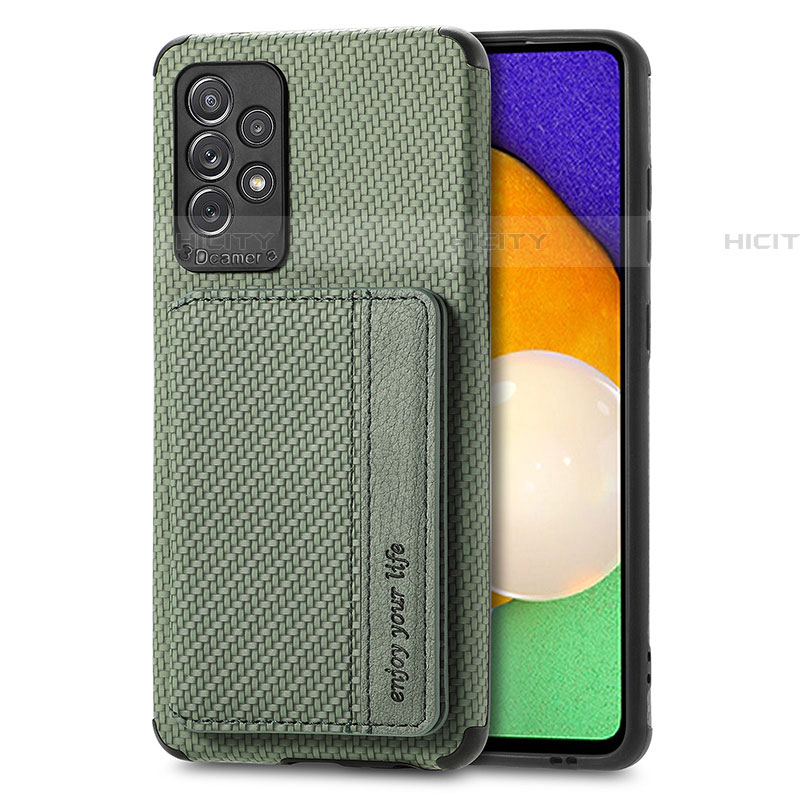 Coque Ultra Fine Silicone Souple Housse Etui avec Aimante Magnetique S01D pour Samsung Galaxy A52 5G Vert Plus