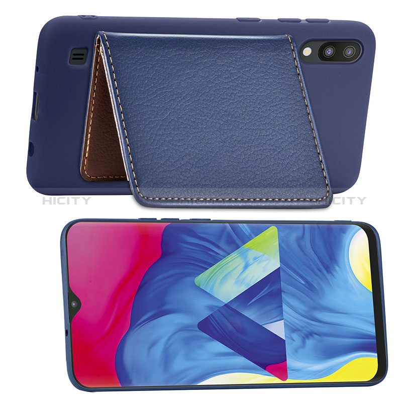 Coque Ultra Fine Silicone Souple Housse Etui avec Aimante Magnetique S01D pour Samsung Galaxy M10 Bleu Plus