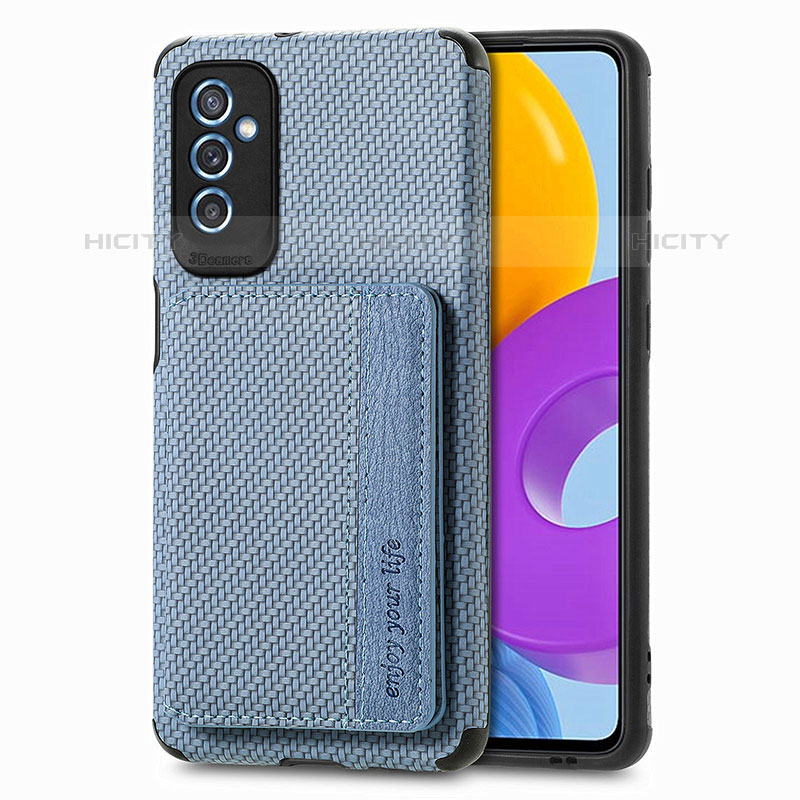 Coque Ultra Fine Silicone Souple Housse Etui avec Aimante Magnetique S01D pour Samsung Galaxy M52 5G Bleu Plus