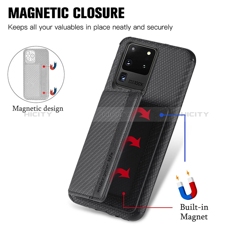 Coque Ultra Fine Silicone Souple Housse Etui avec Aimante Magnetique S01D pour Samsung Galaxy S20 Ultra 5G Plus