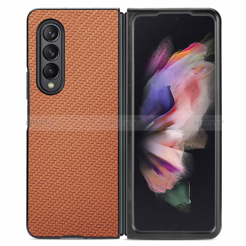 Coque Ultra Fine Silicone Souple Housse Etui avec Aimante Magnetique S01D pour Samsung Galaxy Z Fold3 5G Marron Plus