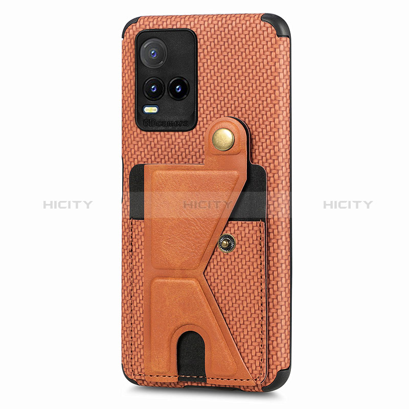 Coque Ultra Fine Silicone Souple Housse Etui avec Aimante Magnetique S01D pour Vivo Y21 Marron Plus