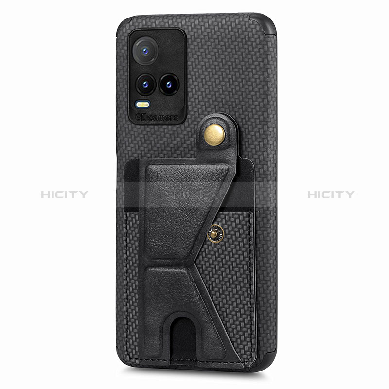 Coque Ultra Fine Silicone Souple Housse Etui avec Aimante Magnetique S01D pour Vivo Y21 Noir Plus