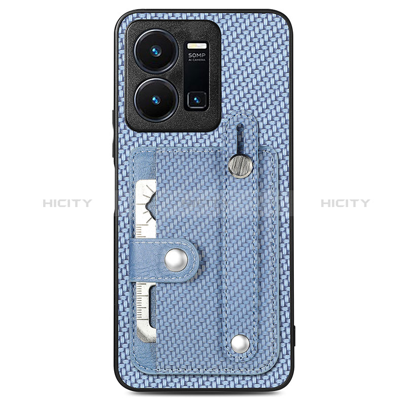 Coque Ultra Fine Silicone Souple Housse Etui avec Aimante Magnetique S01D pour Vivo Y35 4G Bleu Plus