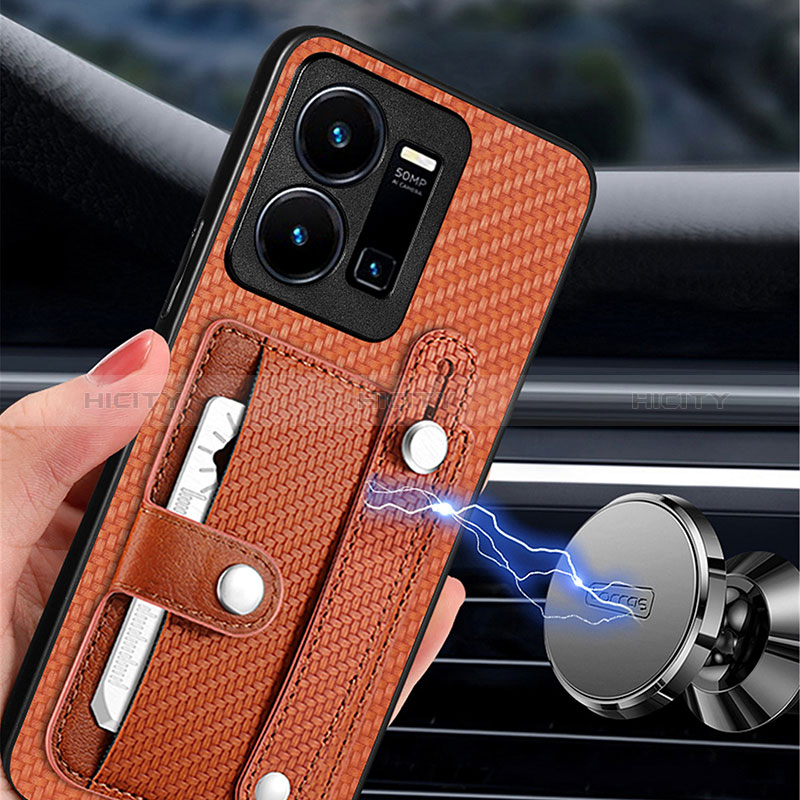 Coque Ultra Fine Silicone Souple Housse Etui avec Aimante Magnetique S01D pour Vivo Y35 4G Plus