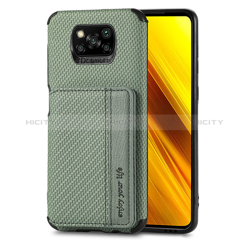 Coque Ultra Fine Silicone Souple Housse Etui avec Aimante Magnetique S01D pour Xiaomi Poco X3 Pro Vert Plus