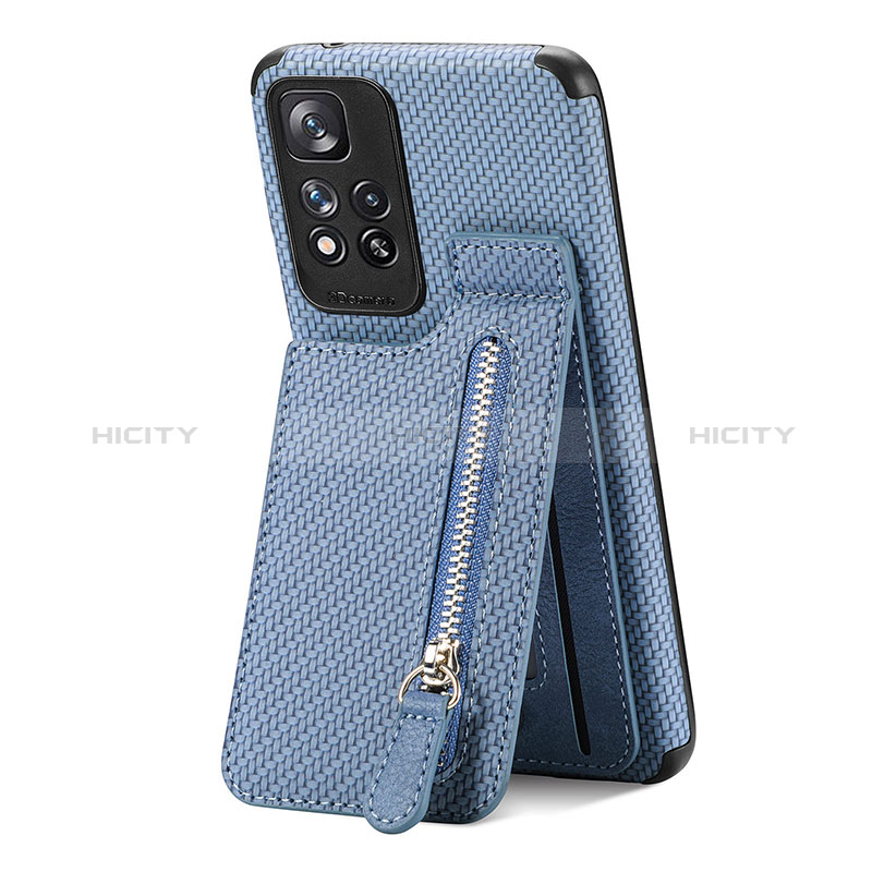 Coque Ultra Fine Silicone Souple Housse Etui avec Aimante Magnetique S01D pour Xiaomi Poco X4 NFC Bleu Plus