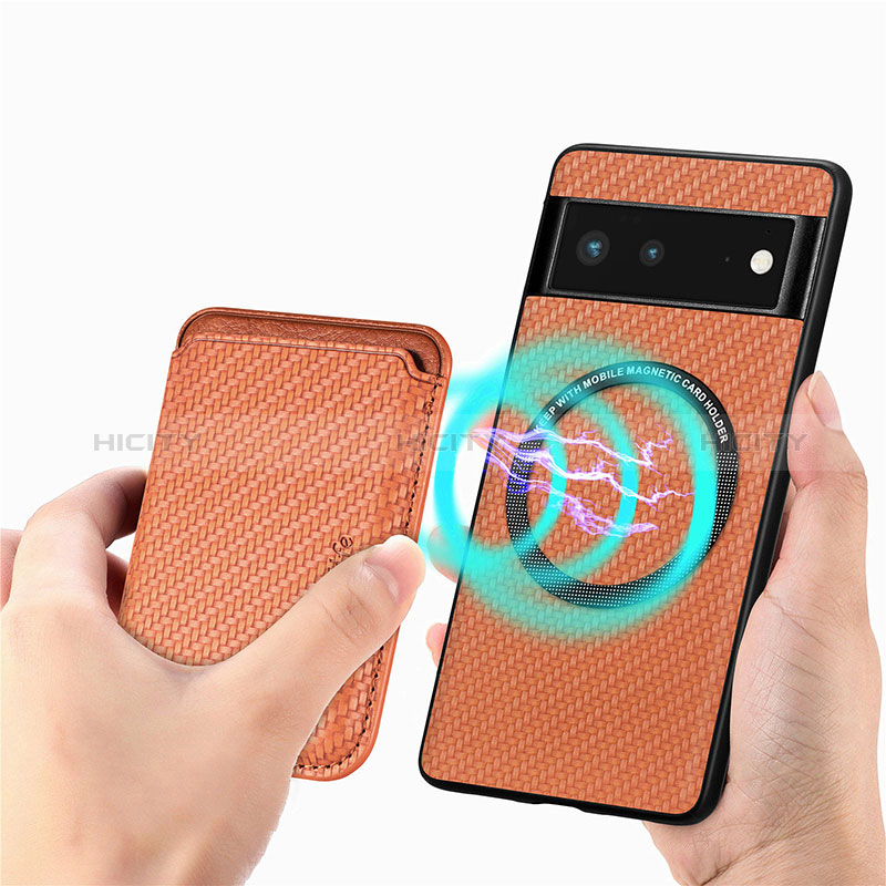 Coque Ultra Fine Silicone Souple Housse Etui avec Aimante Magnetique S02D pour Google Pixel 6 5G Marron Plus