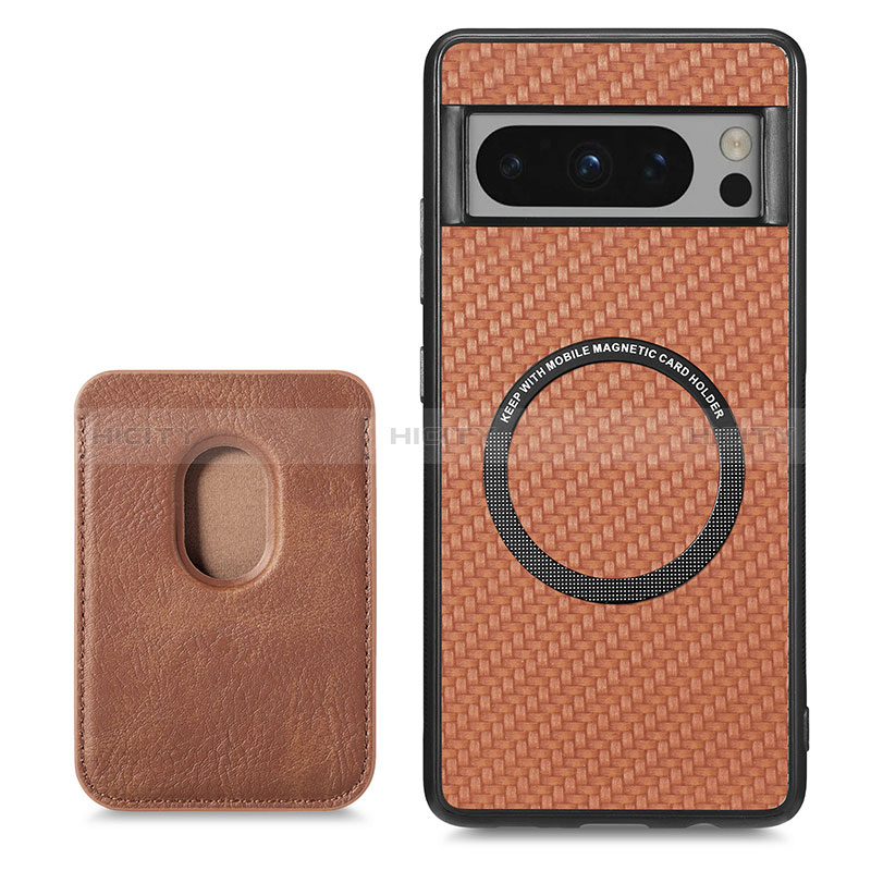 Coque Ultra Fine Silicone Souple Housse Etui avec Aimante Magnetique S02D pour Google Pixel 8 Pro 5G Marron Plus