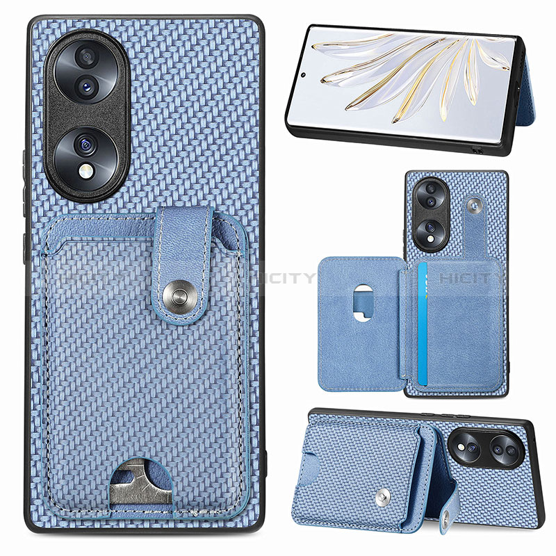 Coque Ultra Fine Silicone Souple Housse Etui avec Aimante Magnetique S02D pour Huawei Honor 70 5G Bleu Plus