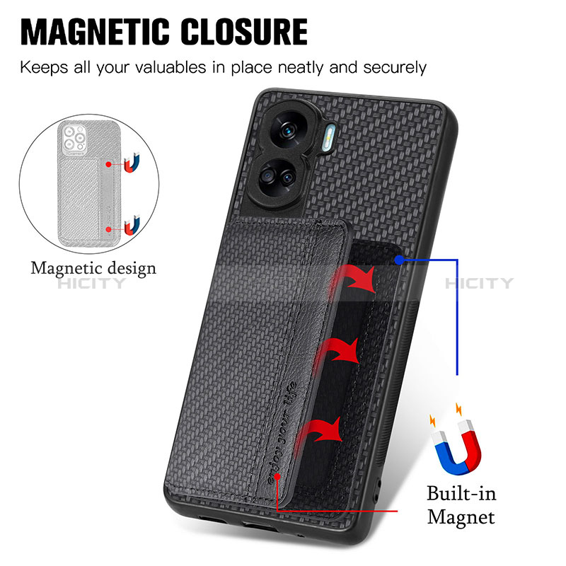 Coque Ultra Fine Silicone Souple Housse Etui avec Aimante Magnetique S02D pour Huawei Honor 90 Lite 5G Plus