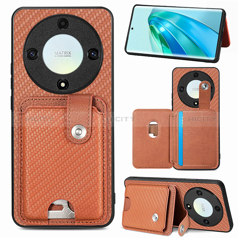 Coque Ultra Fine Silicone Souple Housse Etui avec Aimante Magnetique S02D pour Huawei Honor X9a 5G Marron Plus