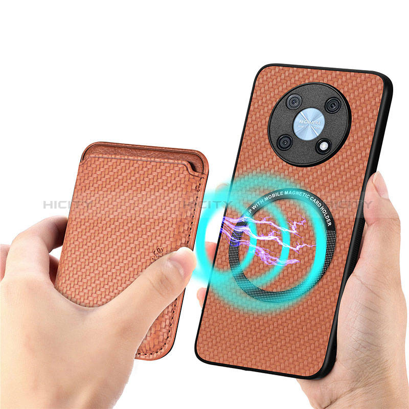 Coque Ultra Fine Silicone Souple Housse Etui avec Aimante Magnetique S02D pour Huawei Nova Y90 Marron Plus