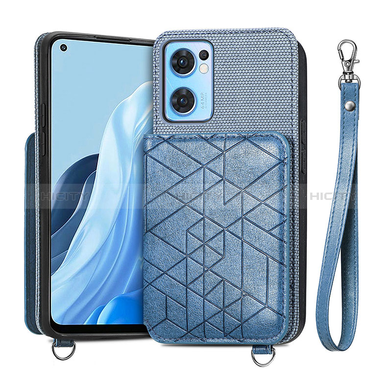 Coque Ultra Fine Silicone Souple Housse Etui avec Aimante Magnetique S02D pour Oppo Find X5 Lite 5G Bleu Plus