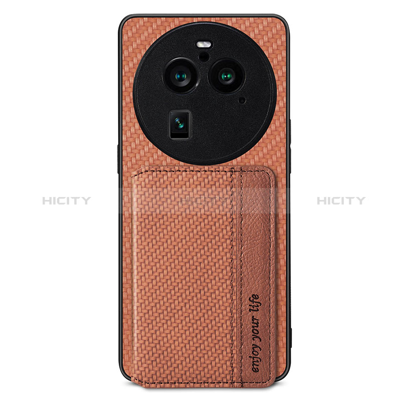 Coque Ultra Fine Silicone Souple Housse Etui avec Aimante Magnetique S02D pour Oppo Find X6 5G Marron Plus