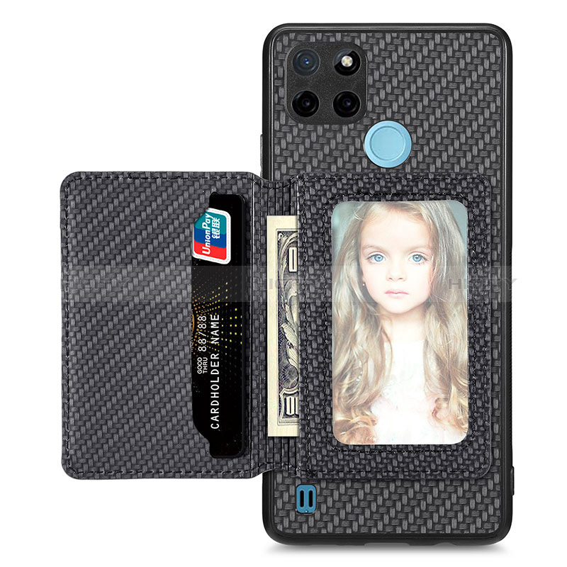 Coque Ultra Fine Silicone Souple Housse Etui avec Aimante Magnetique S02D pour Realme C21Y Noir Plus