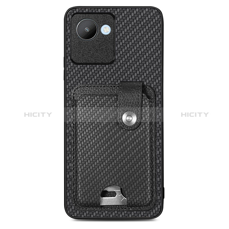 Coque Ultra Fine Silicone Souple Housse Etui avec Aimante Magnetique S02D pour Realme C30 Noir Plus