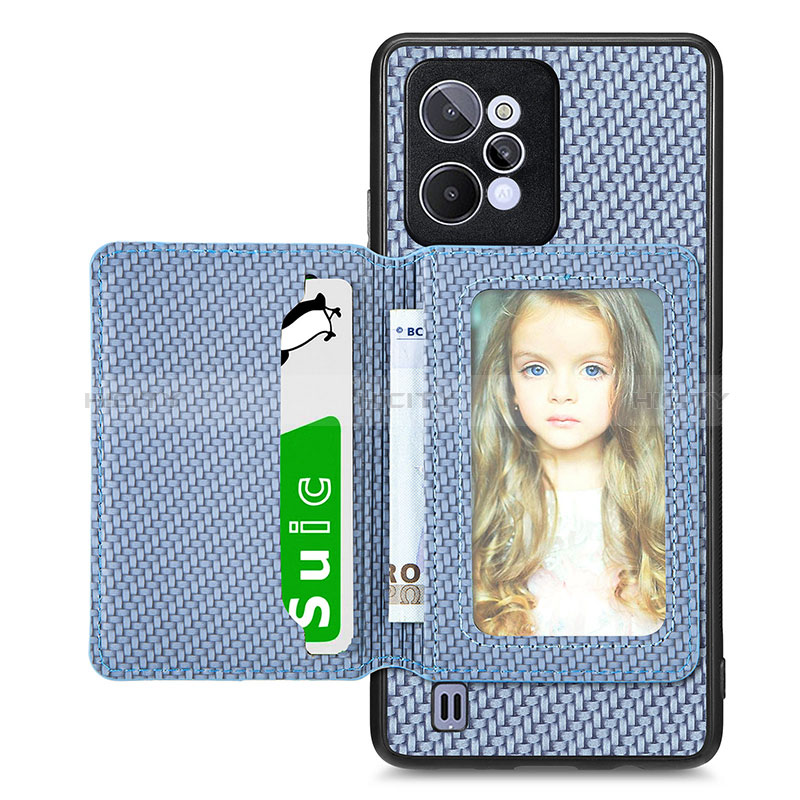 Coque Ultra Fine Silicone Souple Housse Etui avec Aimante Magnetique S02D pour Realme C31 Bleu Plus