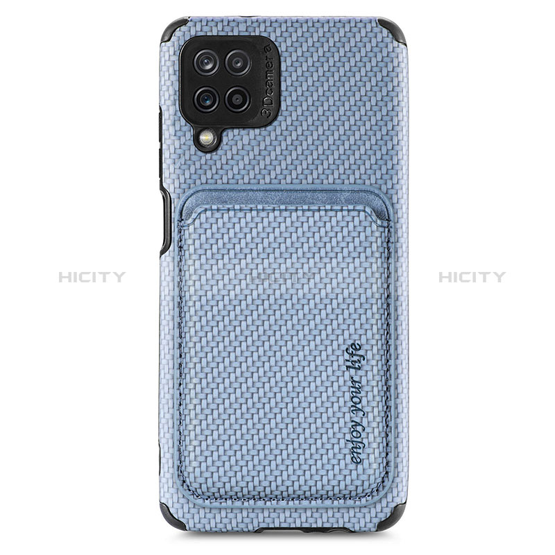 Coque Ultra Fine Silicone Souple Housse Etui avec Aimante Magnetique S02D pour Samsung Galaxy A12 Bleu Plus