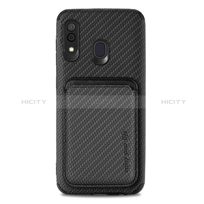 Coque Ultra Fine Silicone Souple Housse Etui avec Aimante Magnetique S02D pour Samsung Galaxy A20 Noir Plus