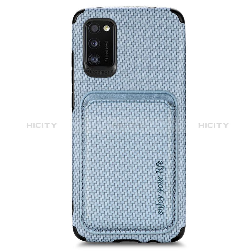 Coque Ultra Fine Silicone Souple Housse Etui avec Aimante Magnetique S02D pour Samsung Galaxy A41 Bleu Plus