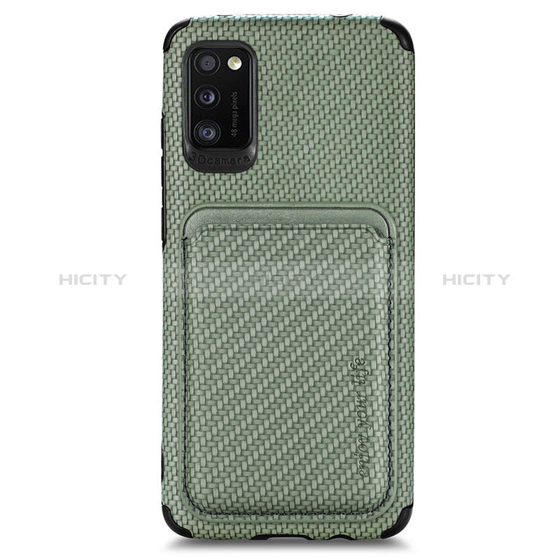 Coque Ultra Fine Silicone Souple Housse Etui avec Aimante Magnetique S02D pour Samsung Galaxy A41 Vert Plus