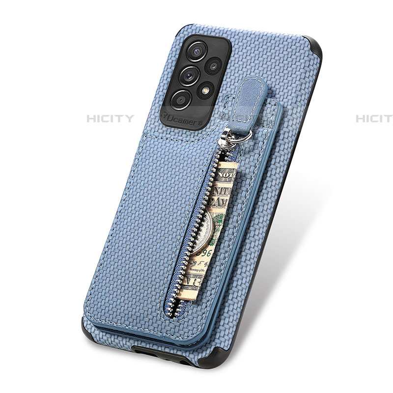 Coque Ultra Fine Silicone Souple Housse Etui avec Aimante Magnetique S02D pour Samsung Galaxy A52 4G Bleu Plus