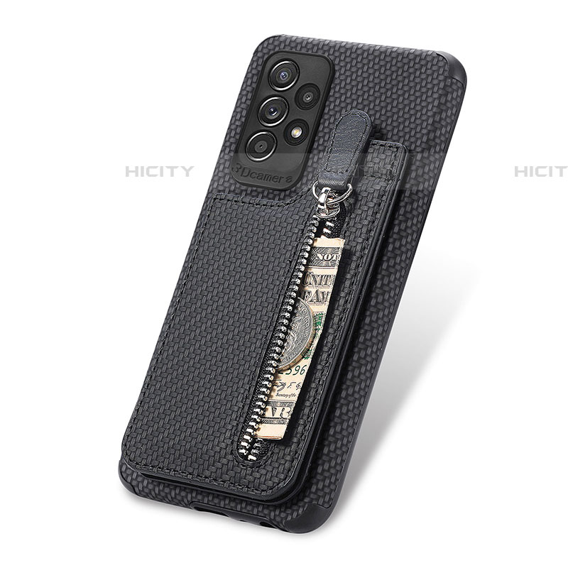 Coque Ultra Fine Silicone Souple Housse Etui avec Aimante Magnetique S02D pour Samsung Galaxy A52 5G Noir Plus