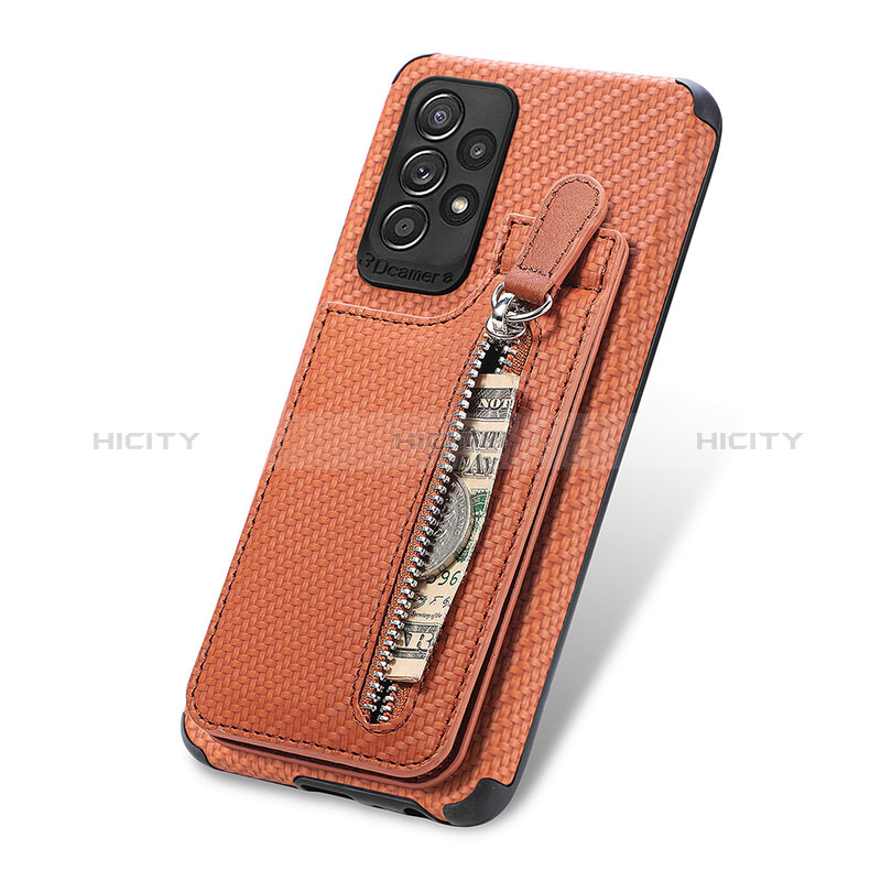 Coque Ultra Fine Silicone Souple Housse Etui avec Aimante Magnetique S02D pour Samsung Galaxy A52s 5G Marron Plus