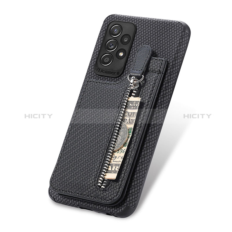 Coque Ultra Fine Silicone Souple Housse Etui avec Aimante Magnetique S02D pour Samsung Galaxy A52s 5G Noir Plus