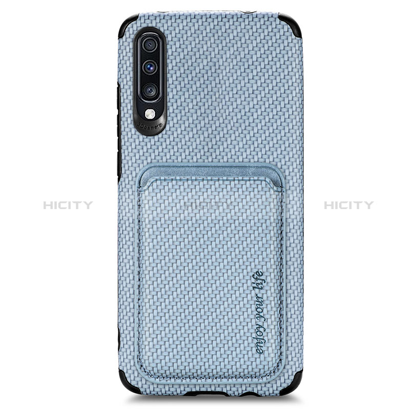 Coque Ultra Fine Silicone Souple Housse Etui avec Aimante Magnetique S02D pour Samsung Galaxy A70 Bleu Plus