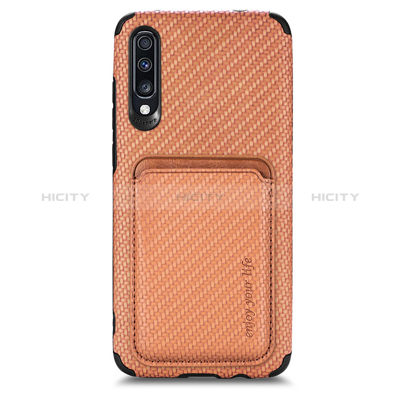 Coque Ultra Fine Silicone Souple Housse Etui avec Aimante Magnetique S02D pour Samsung Galaxy A70 Marron Plus