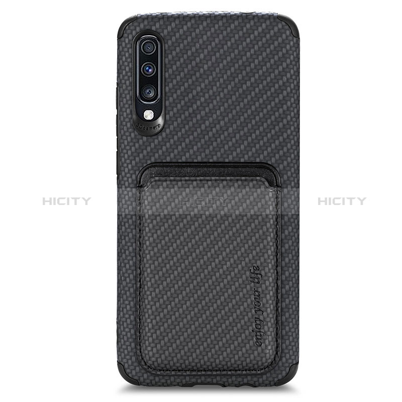 Coque Ultra Fine Silicone Souple Housse Etui avec Aimante Magnetique S02D pour Samsung Galaxy A70 Noir Plus