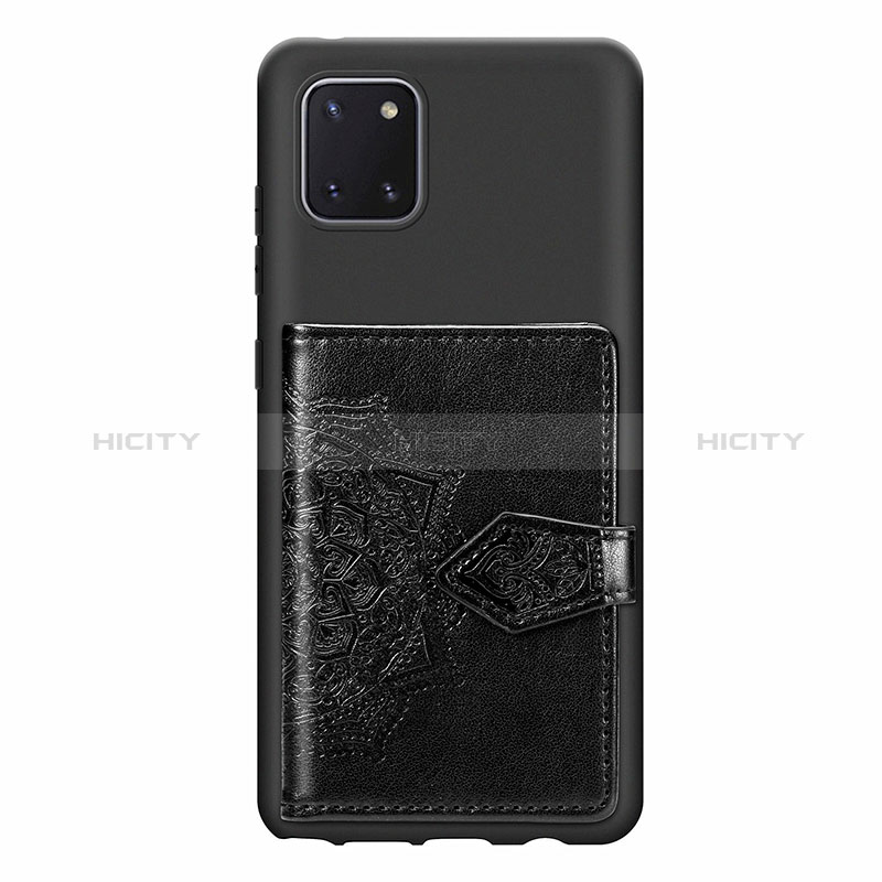 Coque Ultra Fine Silicone Souple Housse Etui avec Aimante Magnetique S02D pour Samsung Galaxy A81 Noir Plus