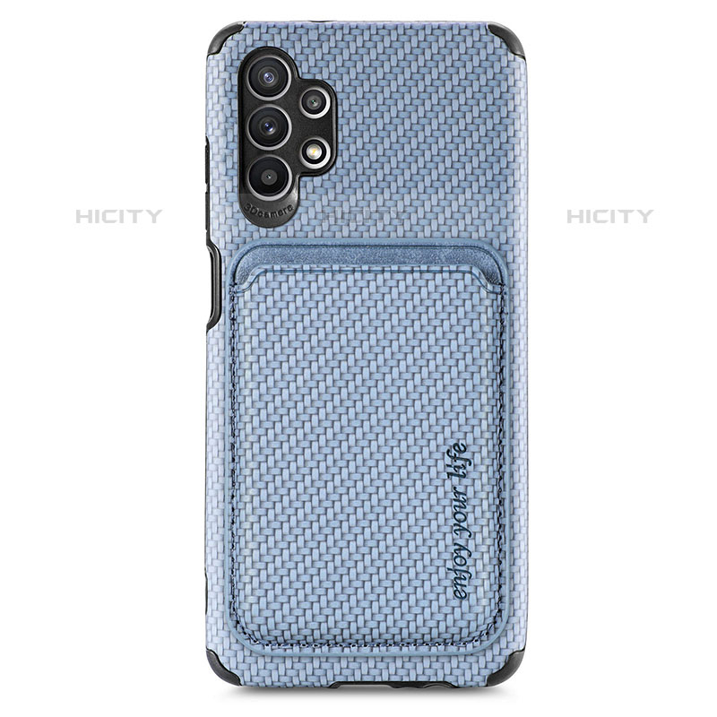 Coque Ultra Fine Silicone Souple Housse Etui avec Aimante Magnetique S02D pour Samsung Galaxy M32 5G Bleu Plus