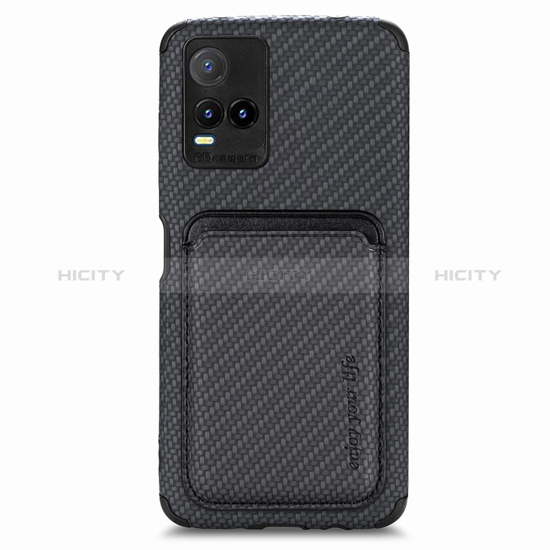 Coque Ultra Fine Silicone Souple Housse Etui avec Aimante Magnetique S02D pour Vivo Y21a Noir Plus