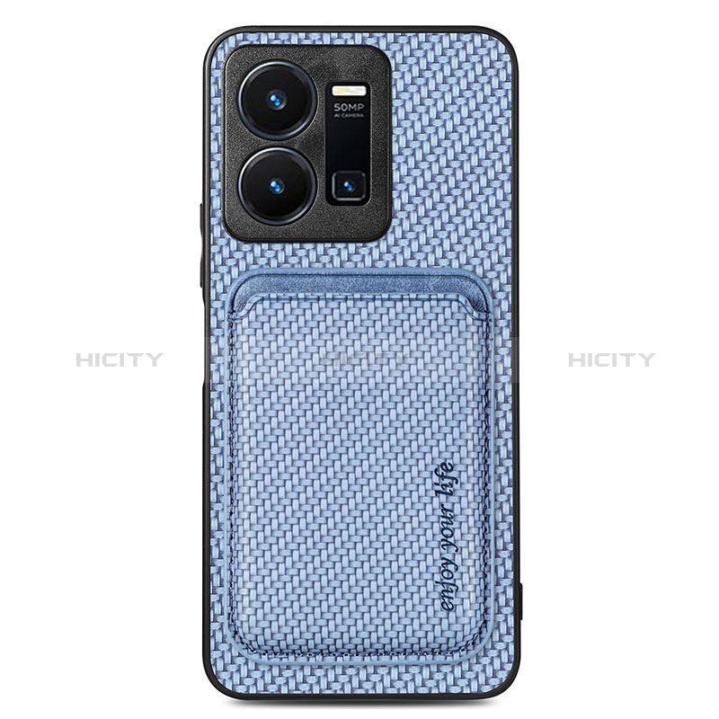 Coque Ultra Fine Silicone Souple Housse Etui avec Aimante Magnetique S02D pour Vivo Y35 4G Bleu Plus