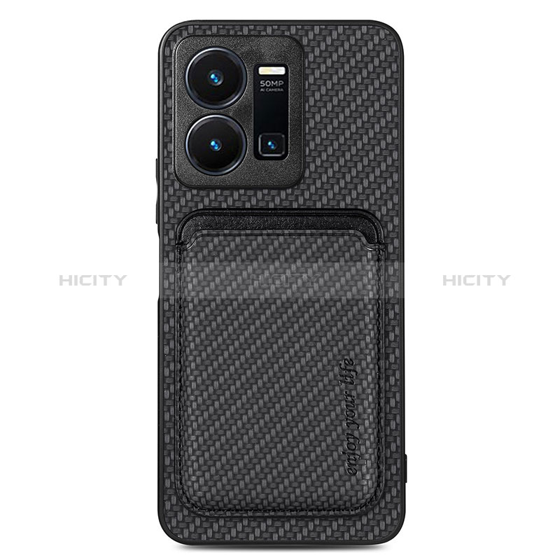 Coque Ultra Fine Silicone Souple Housse Etui avec Aimante Magnetique S02D pour Vivo Y35 4G Noir Plus