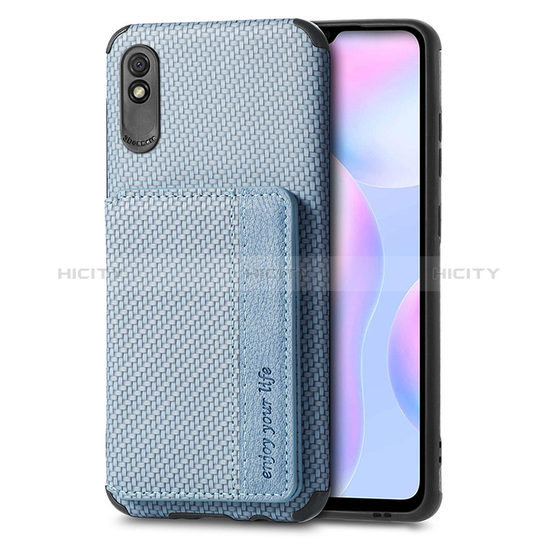 Coque Ultra Fine Silicone Souple Housse Etui avec Aimante Magnetique S02D pour Xiaomi Redmi 9A Bleu Plus