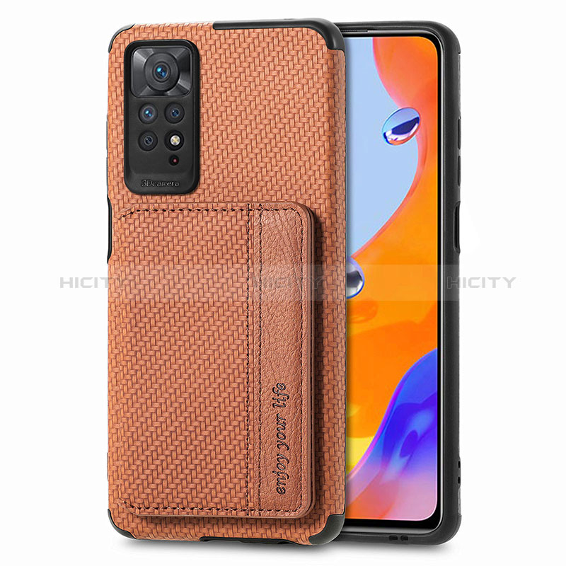 Coque Ultra Fine Silicone Souple Housse Etui avec Aimante Magnetique S02D pour Xiaomi Redmi Note 11 Pro 4G Marron Plus