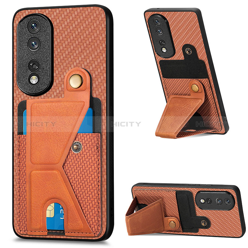 Coque Ultra Fine Silicone Souple Housse Etui avec Aimante Magnetique S03D pour Huawei Honor 80 Pro 5G Marron Plus