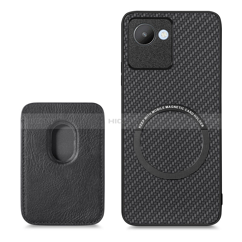 Coque Ultra Fine Silicone Souple Housse Etui avec Aimante Magnetique S03D pour Realme C30 Noir Plus