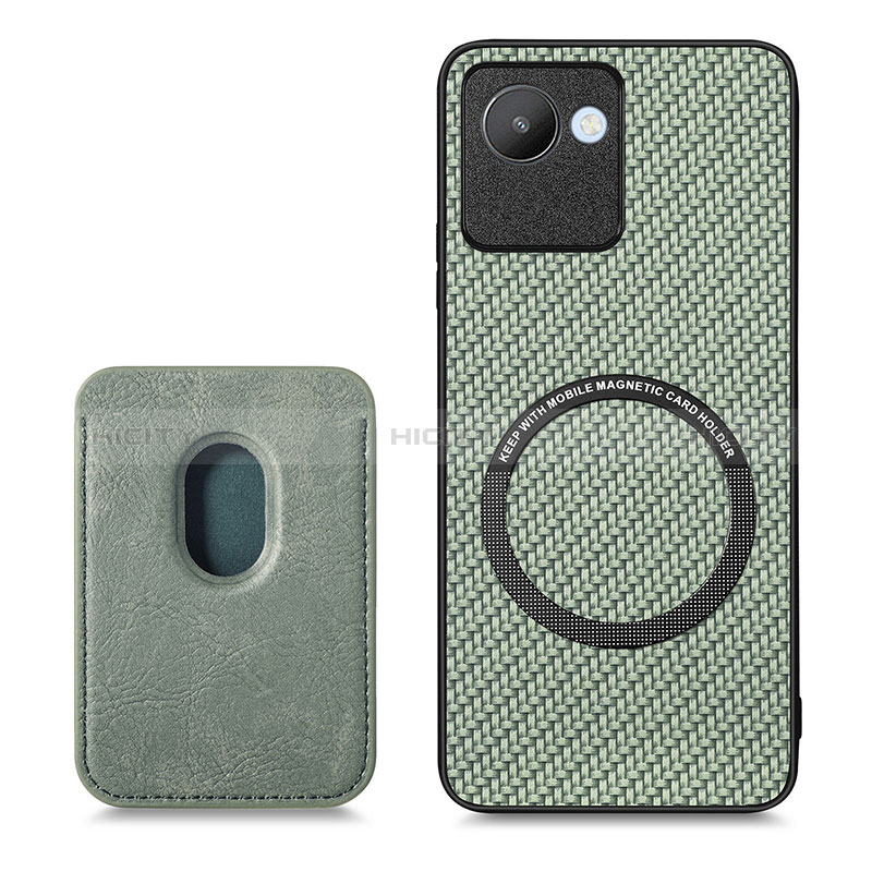 Coque Ultra Fine Silicone Souple Housse Etui avec Aimante Magnetique S03D pour Realme C30 Vert Plus