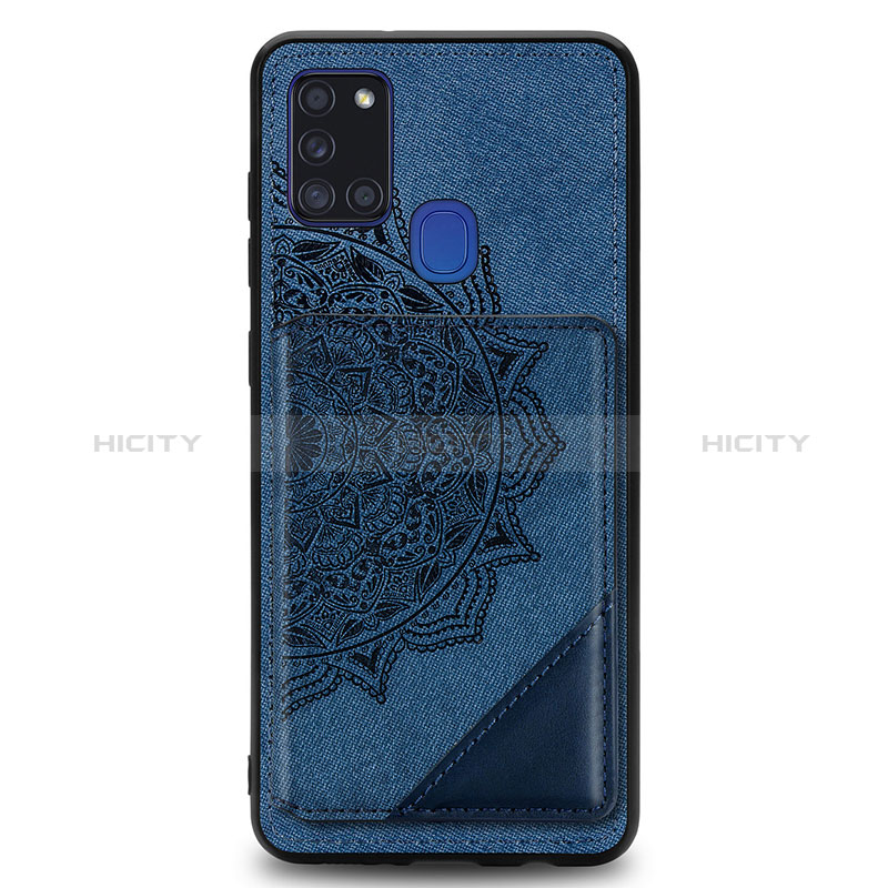 Coque Ultra Fine Silicone Souple Housse Etui avec Aimante Magnetique S03D pour Samsung Galaxy A21s Bleu Plus