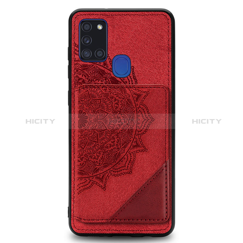Coque Ultra Fine Silicone Souple Housse Etui avec Aimante Magnetique S03D pour Samsung Galaxy A21s Rouge Plus