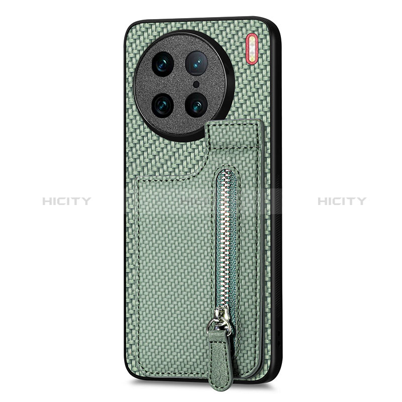 Coque Ultra Fine Silicone Souple Housse Etui avec Aimante Magnetique S03D pour Vivo X90 Pro 5G Vert Plus