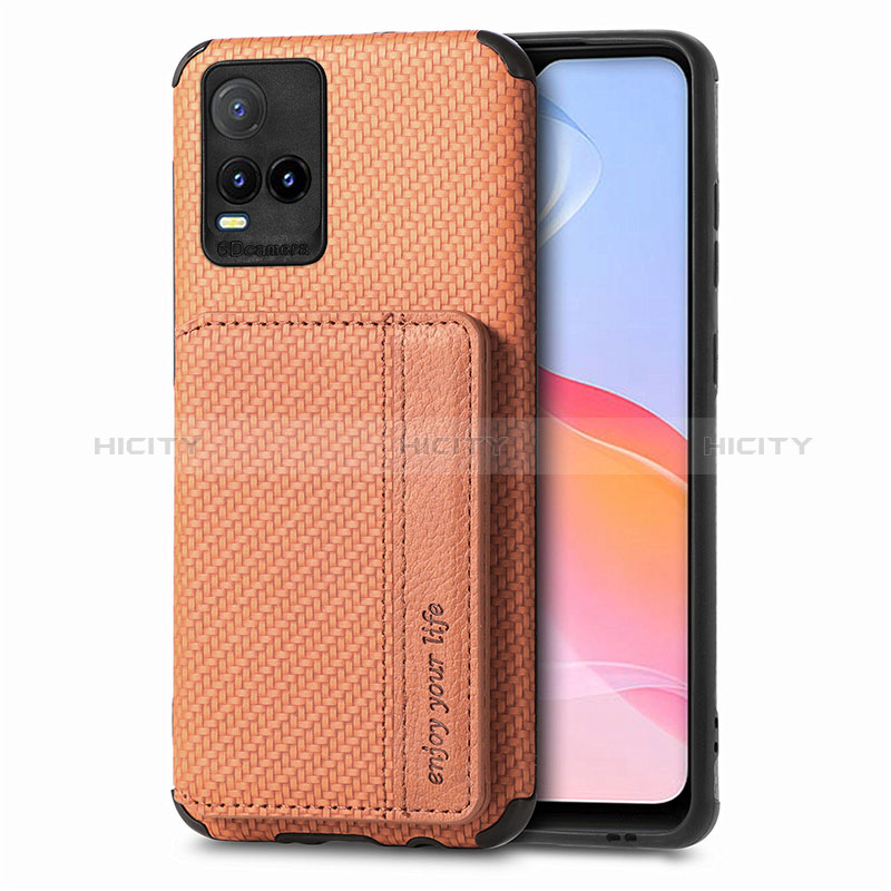 Coque Ultra Fine Silicone Souple Housse Etui avec Aimante Magnetique S03D pour Vivo Y21 Marron Plus